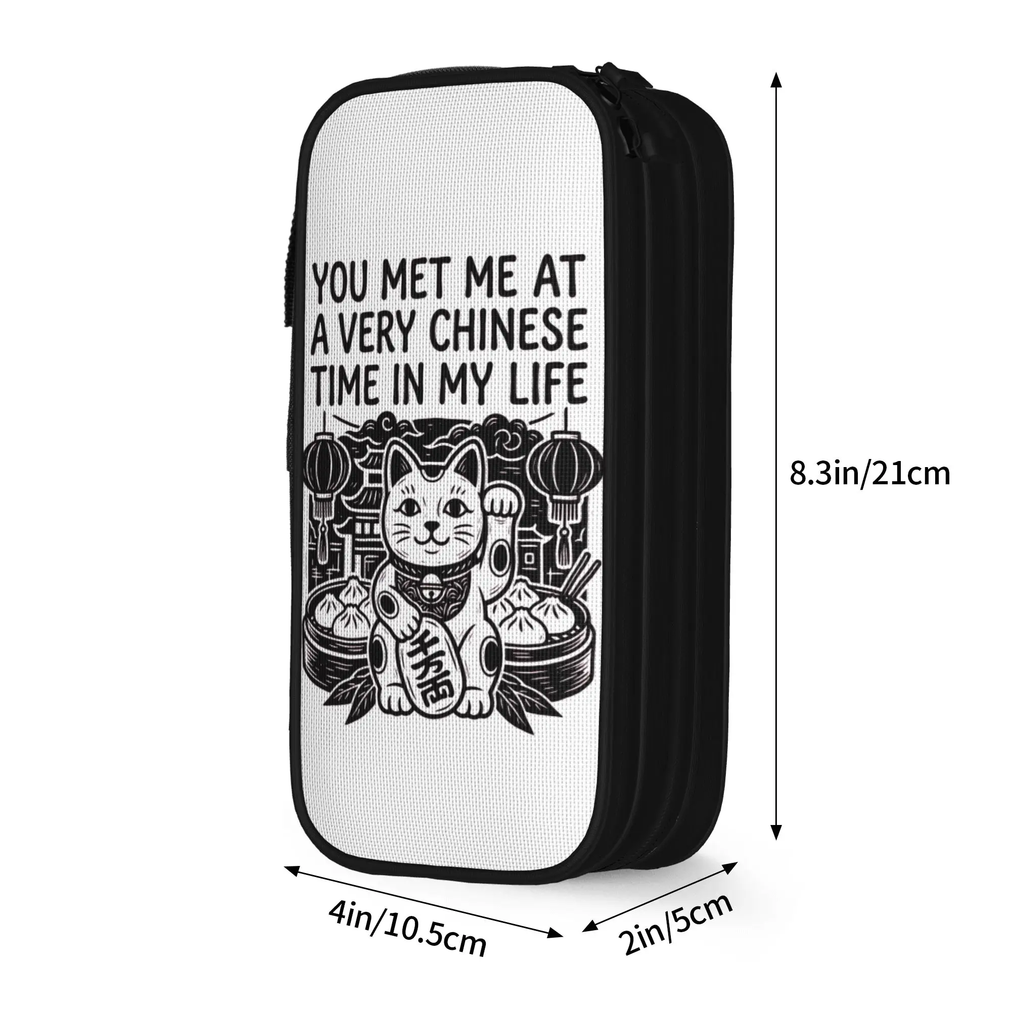 You Met Me at A Very Chinese Time in My Life in black  Pencil Case Classic   Pen Holder Bag Kids Big Capacity Pencilcases