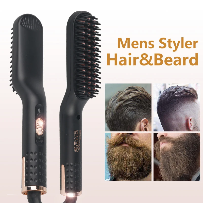 high quality 3 in 1 electric ceramic beard and hair straightener brush beard straightening comb Men and women