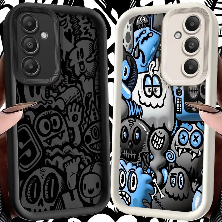 Case for Samsung Galaxy S25 Ultra S24 Plus S23 FE S22 S21 S20 S25+ S24+ Silicone Funda Phone Cover Super Cool Black Graffiti