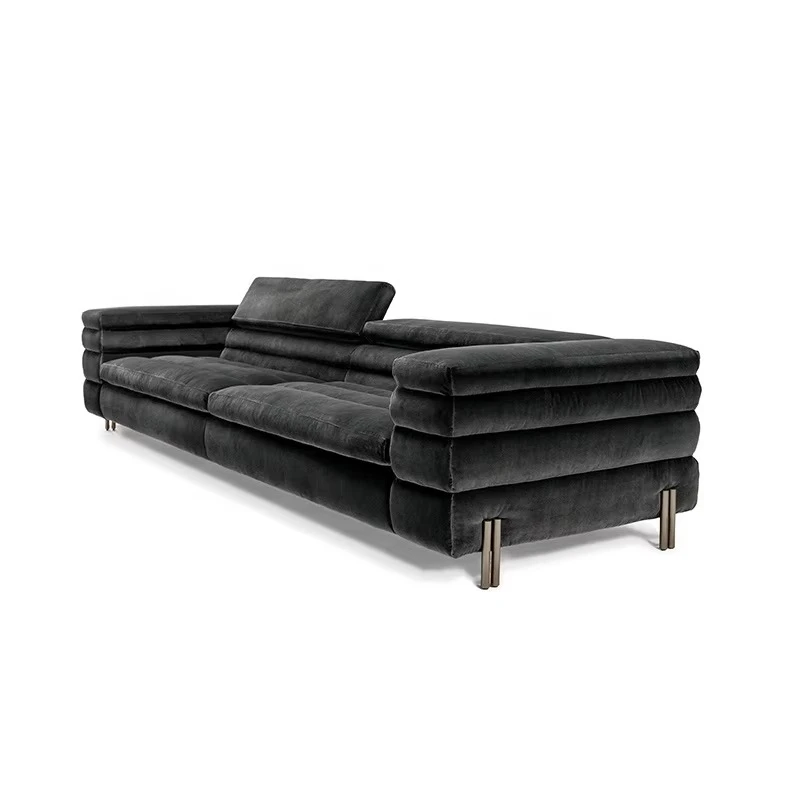 Light Luxury Designer Modern Gold Metal Base Velvet Sofa Living Room Hotel Club Villa