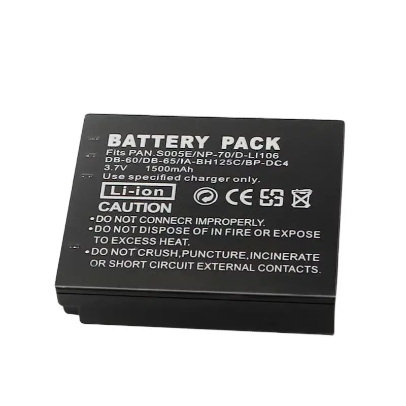 S005E NP-70 D-LI106 DB-60 DB-65 IA-BH125C BP-DC4 3.7V 1500mAh Camera Lithium Battery Pack