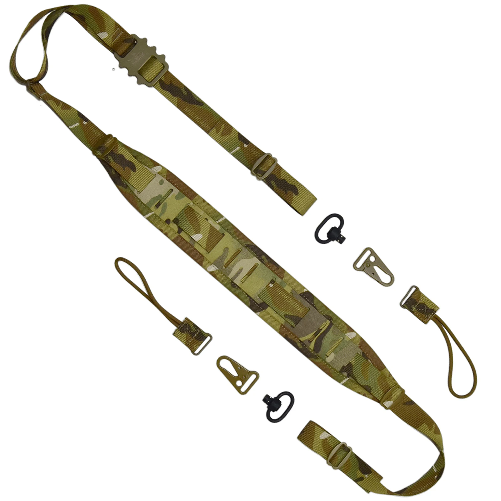Tactical Rifle Sling Quick Adjust Two Point Gun Sling with 3 Interchangeable Connectors QD Swivel Snap Hook Ergonomic Gear