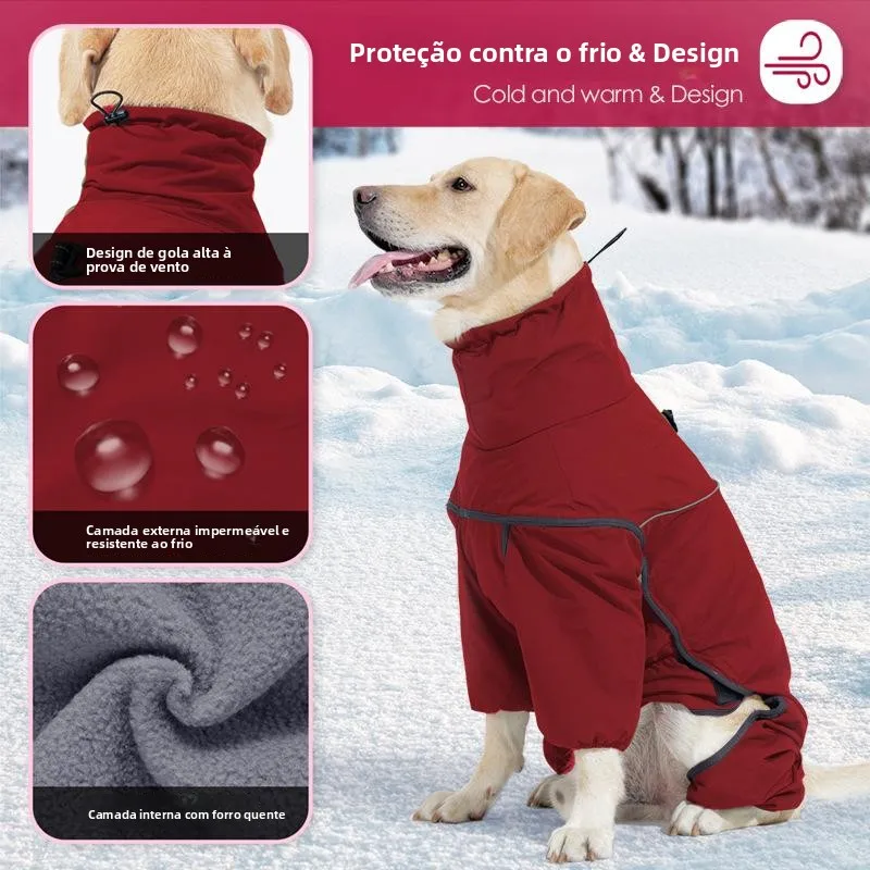 厚手ハイカラー反射防水スノーコットンフリース二重層犬用四足服ゴールデンレトリバーグレイハウンドウィペット薄型犬用