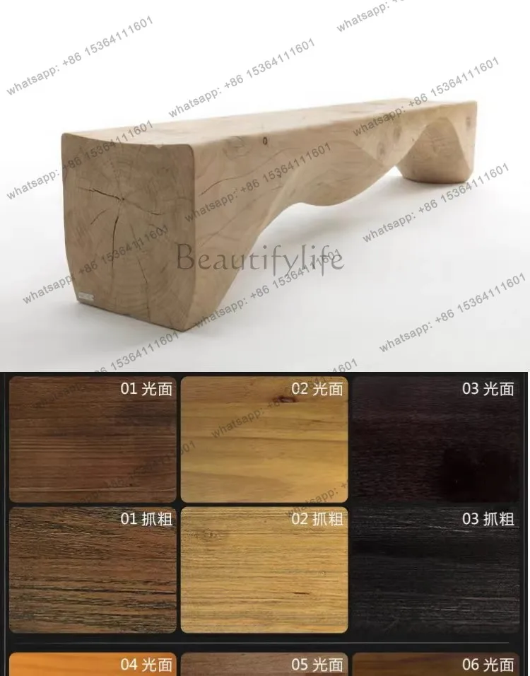 Creative log stakes sitting area Solid wood benches, TV cabinets