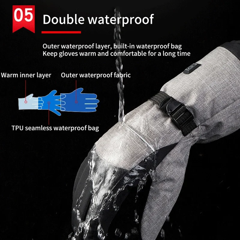 Guanti riscaldanti elettrici invernali USB Batteria Ricarica intelligente Guanti caldi di ricarica impermeabile in motocicletta