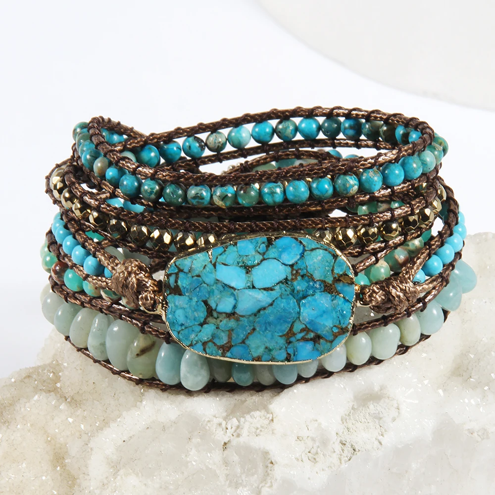 Nők Adomány Új Tervező boho Karcsat handmade Kevert Félkegyelmű stones Báj 5 strands Belépő bracelet Nők ékszer