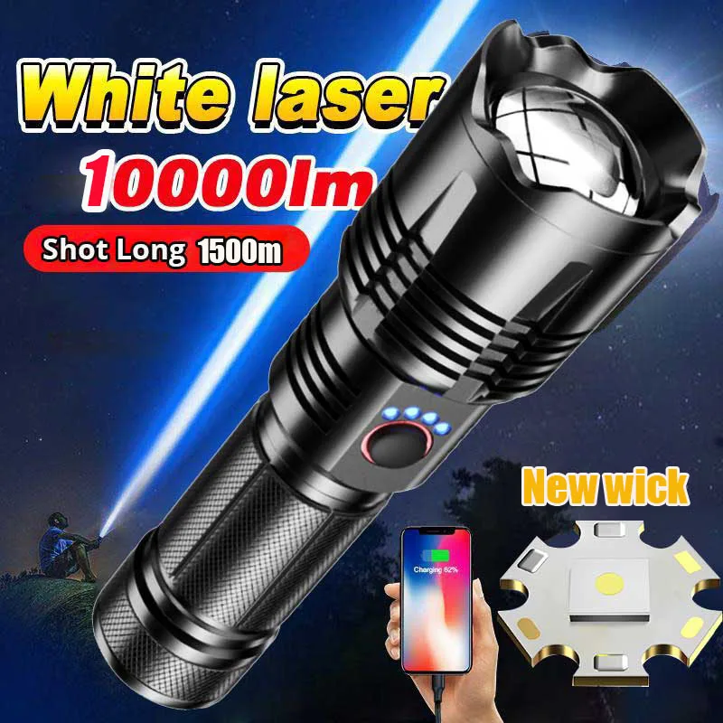 White Laser 30W Ultra Powerful Led Flashlight Tactical Torch Usb Rechargeable Flash Light Camping Lantern Waterproof Hand Lamp