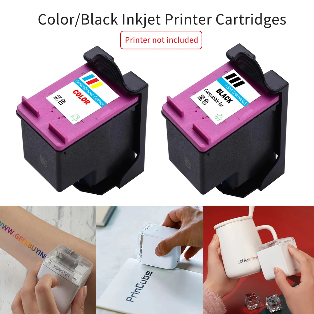 Kongten Mbrush Mini Color Printer Cartridge - Black Ink Replacement for Handheld Printer, DIY Logo Printing ，Fast-Drying