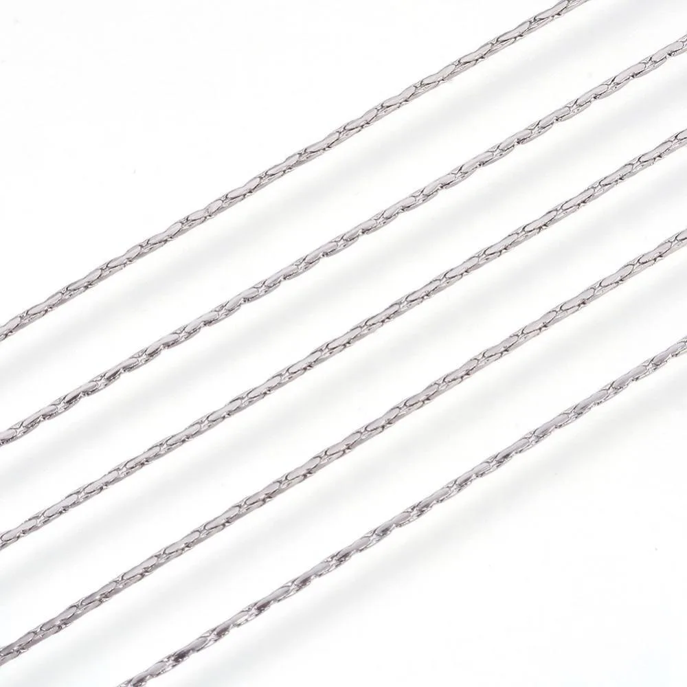 Resistant 304 Stainless Steel Boston Link Chains Soldered Stainless Steel Color 0.8mm