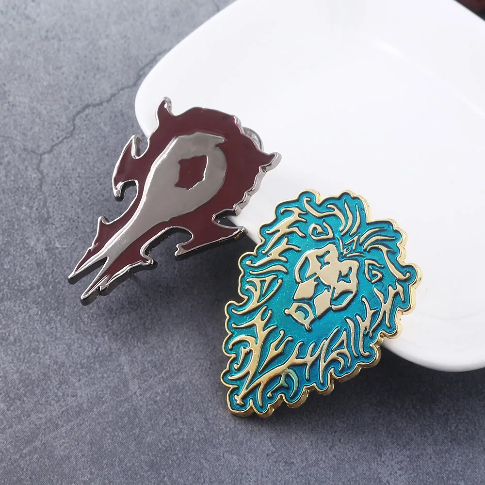 Game World of Warcraft Tribal Logo Pins Brooch Alliance Horde WOW Badge Brooches for Women Men Jewelry Gift