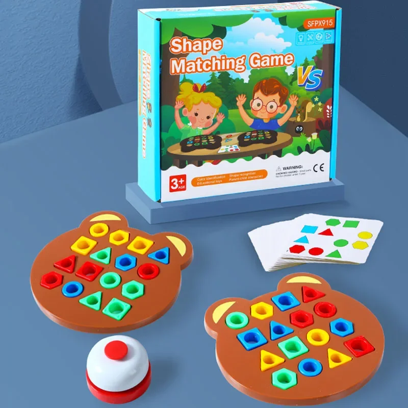 1 Set Kleine Beer Geometrie Bijpassende Puzzel Speelgoed Montessori Ouder Kind Interactief Puzzel Bordspel Kinderen Vroeg Educatief Speelgoed