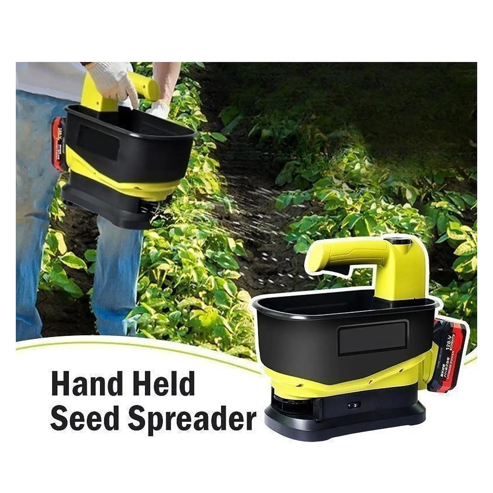 Handheld Electric Spreader Seed Planting Tool 5.5L 6 Level Adjust Speed Reusable Fertilizer Spreader Cordless Seed Spreader