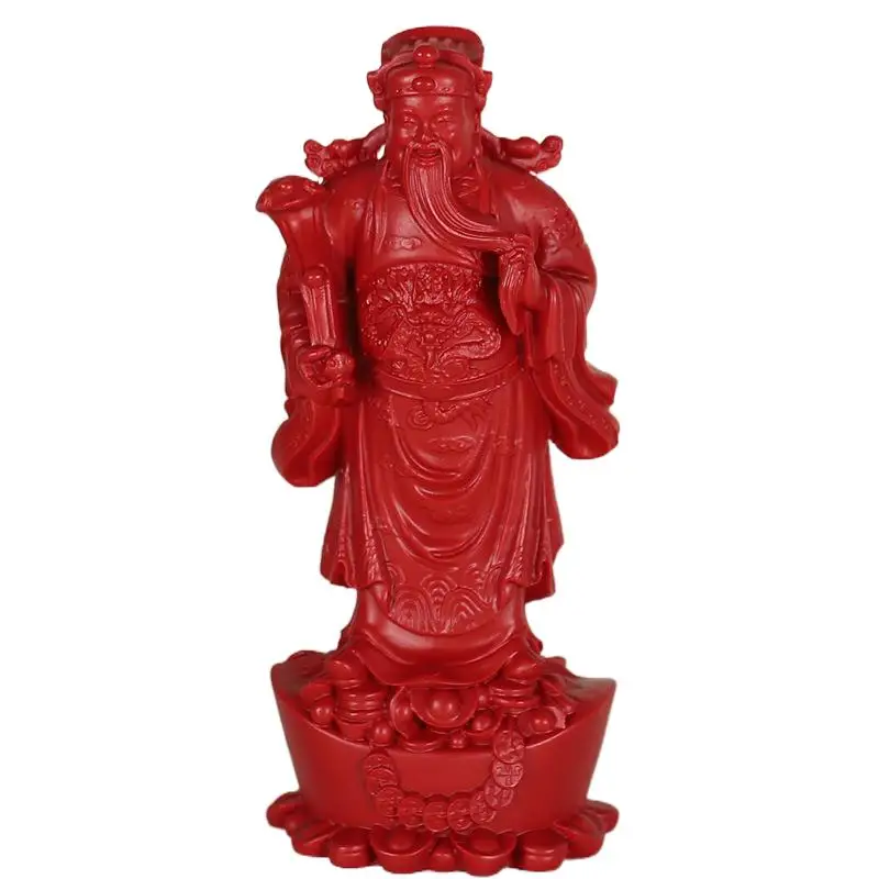 Natural Cinnabar Red Sand of of Buddha Ornament Carving Home Shop Living Room Enshrine God of Wealth Openi