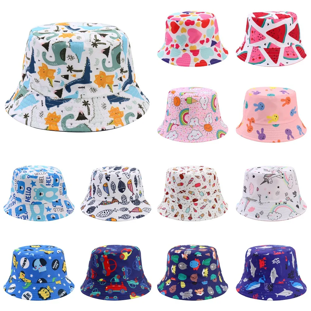 2 3 4 5 Years Old Boys Girls Bucket Caps for UV Protection Cotton Sun Hats Summer Spring Outdoor Visor