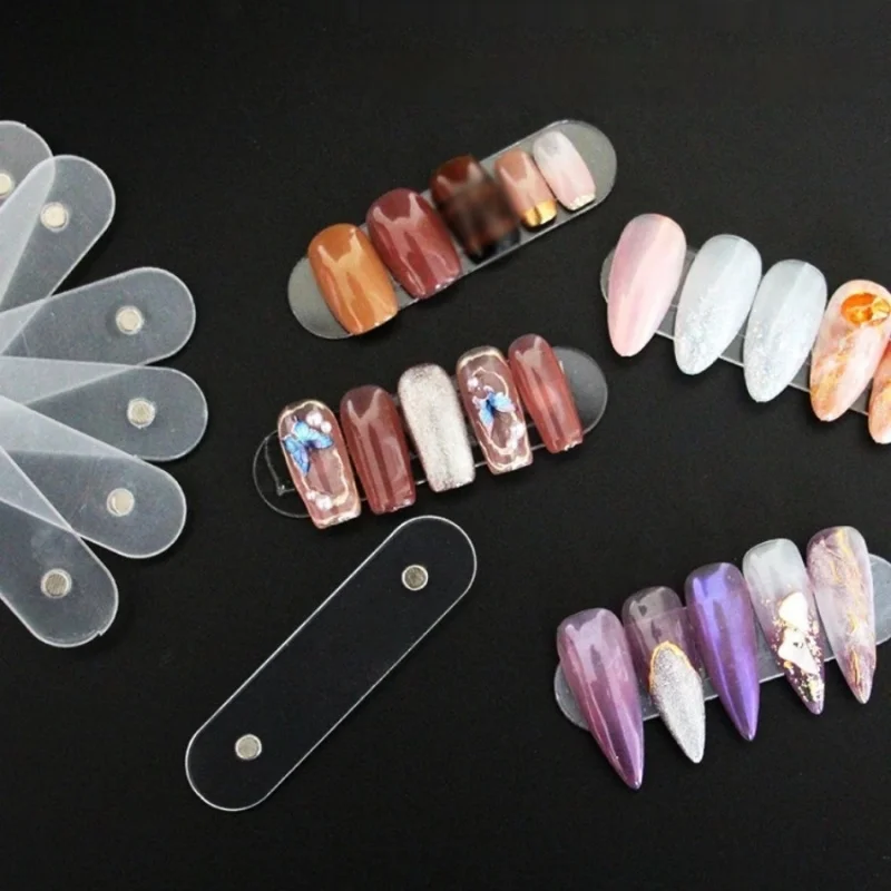 10 Stück/Packung magnetische Nagelkunst-Präsentationskarten aus Acryl, transparente Farbkarten, Aufbewahrungsstreifen für Nagelkunst-Arbeiten