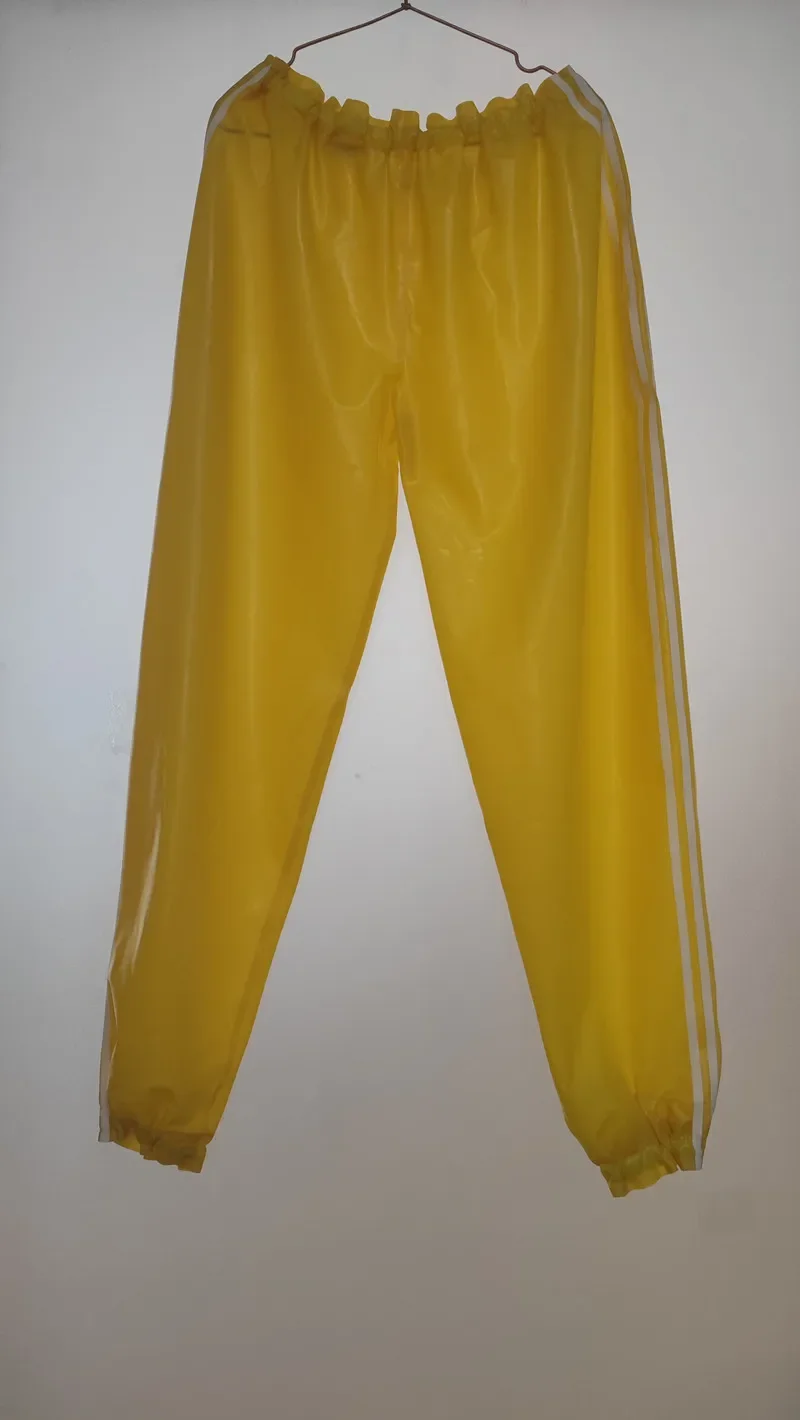 

Latex Gummi Leggingsm Pants Yellow&white Trouser Rubber Gummihose Halloween Masquerade Party