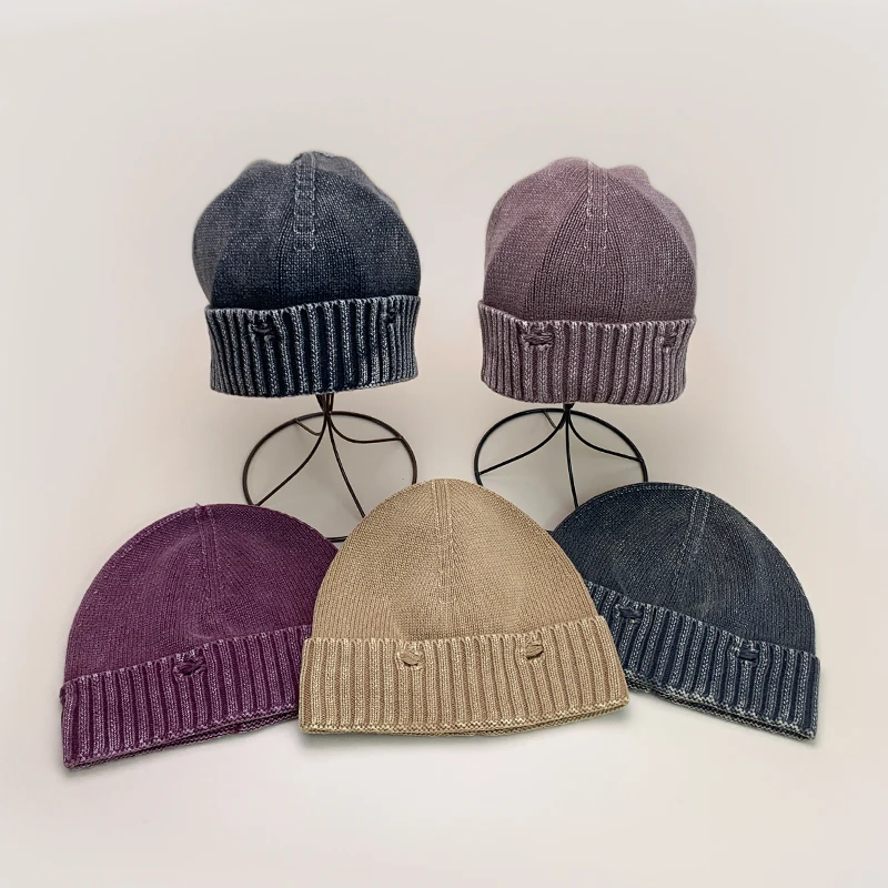 Broken Style Distress Knitted Hats Autumn and Winter New Unisex Gradient Warm Niche Versatile Personal Fashion Street Beanies