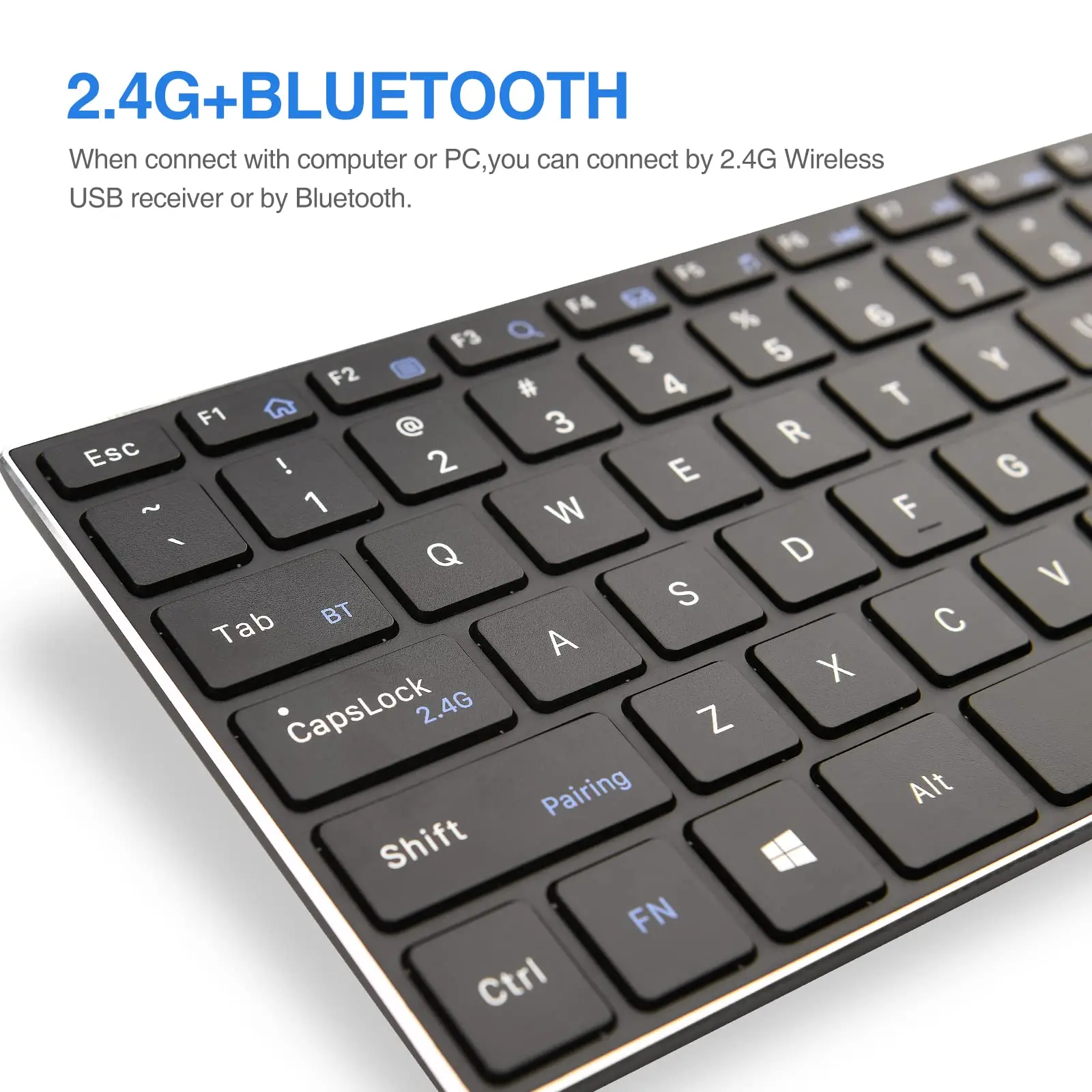 Rii-miniteclado inalámbrico K22S con Bluetooth, teclado recargable con panel táctil multitáctil, Compatible con PC, Mac, portátil y Windows