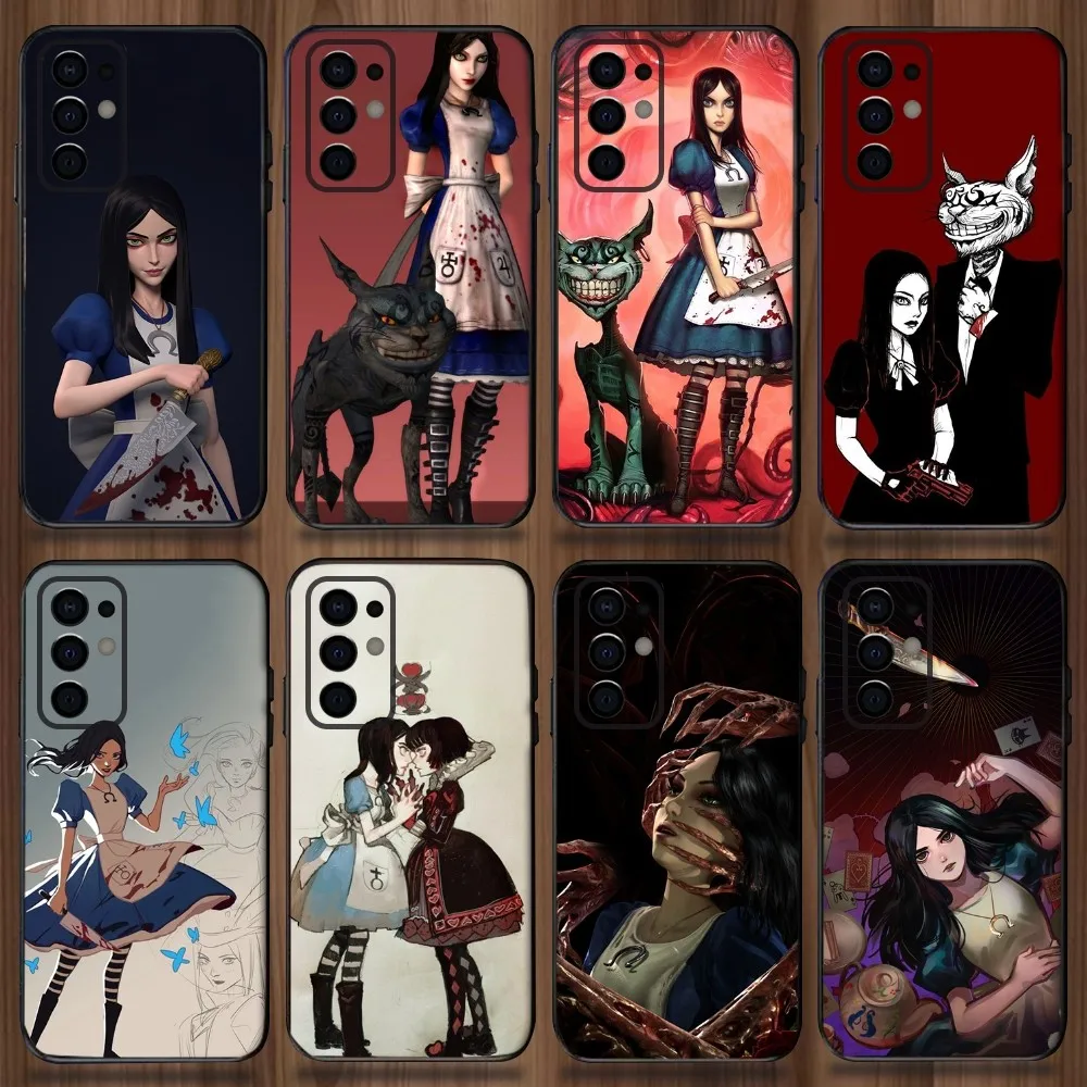 

Alice Madness Returns Phone Case For Samsung Galaxy A13,A21s,A22,A31,A32,A52,A53,A71,A80,A91 Soft Black Cover