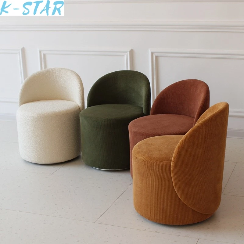 

K-star Corduroy Simple Makeup Stool 360 ° Rotating Dressing Stool Bedroom Light Luxury Backrest Comfortable Dressing Table Stool