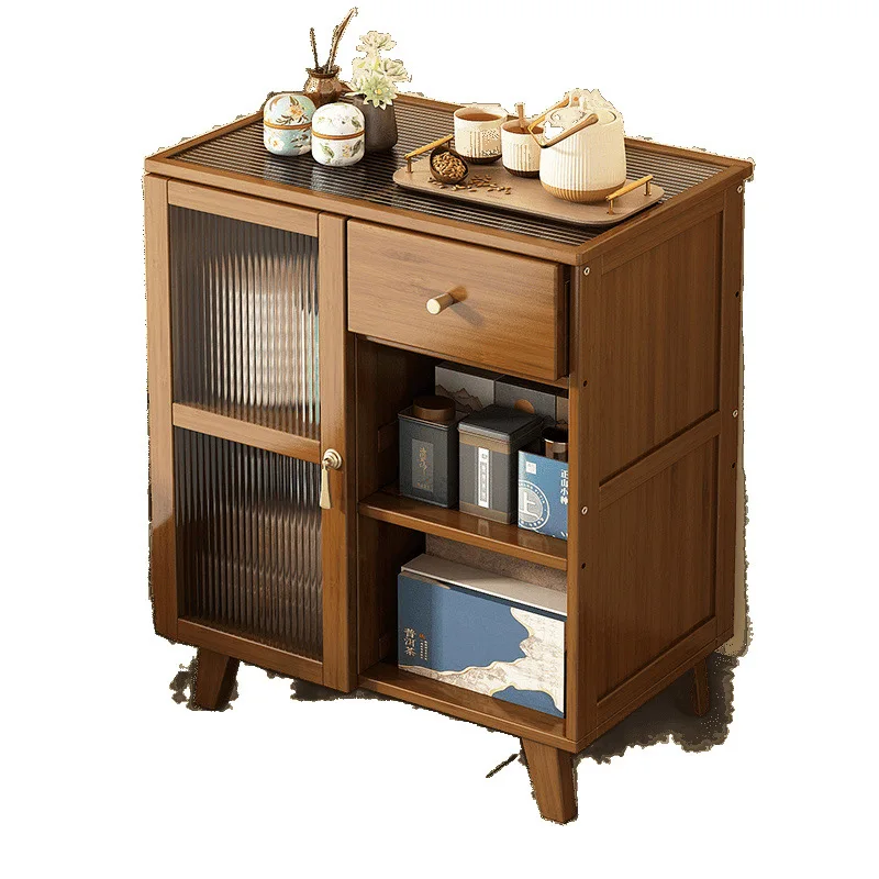 

Advanced tea cabinet with tempered glass countertop and multifunctional tea storage rack placement