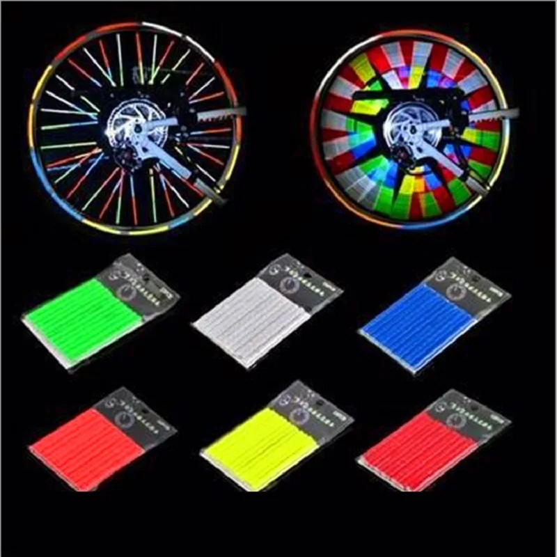 12pc Bicycle Wheel Rim Spoke Clip Night Safety Warning Light Bicycle Reflective Reflector Strip MTB Bike Cycling Accessories