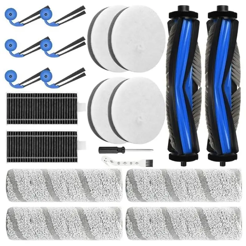 

【ADORN】Комплект аксессуаров для Ecovacs Deebot X11 Omnicyclone - основная и боковые щетки, ролик, губка для влажной уборки, фильтры HEPA (20 штук)