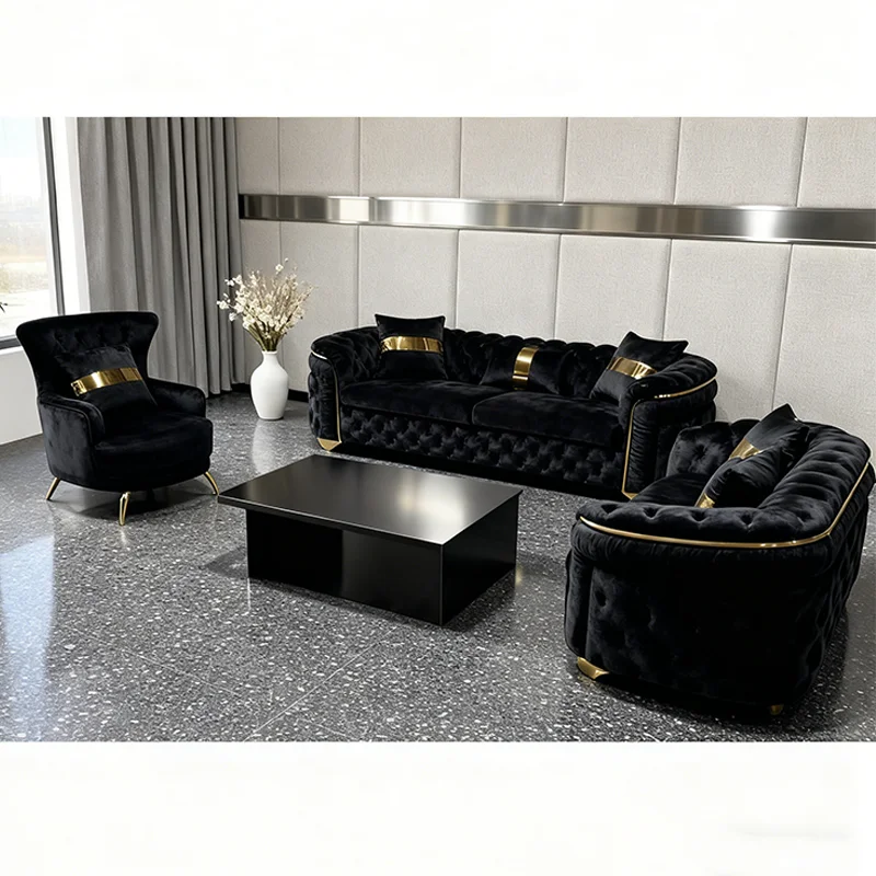 

% Tufted Upholstered Luxury Sofa Sets Furniture for Living Room Villa Hotel Apartment