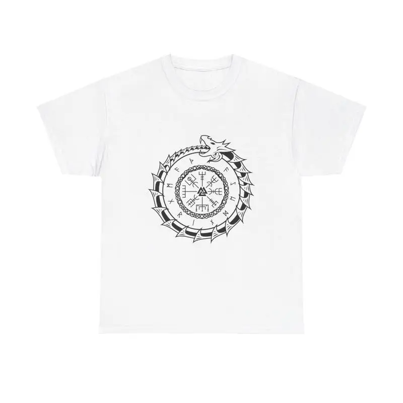 Dragon Vegvisir T Shirt norse power astrology runes futhark art magic esoteric