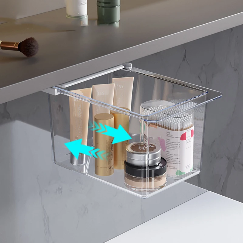 Under Desk Storage Box Self Adhesive Table Storage Drawer Office Pen Holder Organizer Home Under-drawer Storage Sundry Boxes