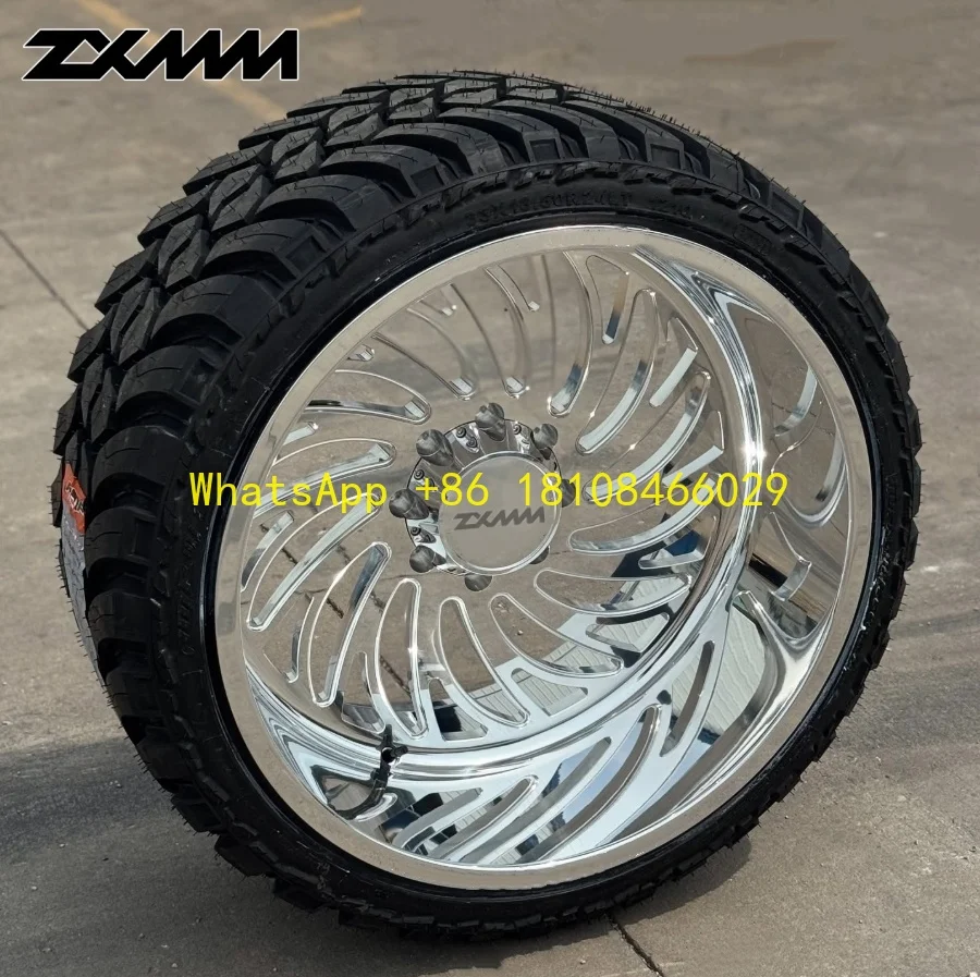 

ZXMM Polished Chrome Deep Dish Truck Wheel ged Alloy Wheel d F250 Ram Silverado 8x170 8x180 8x165.1 6x139.7 8x200