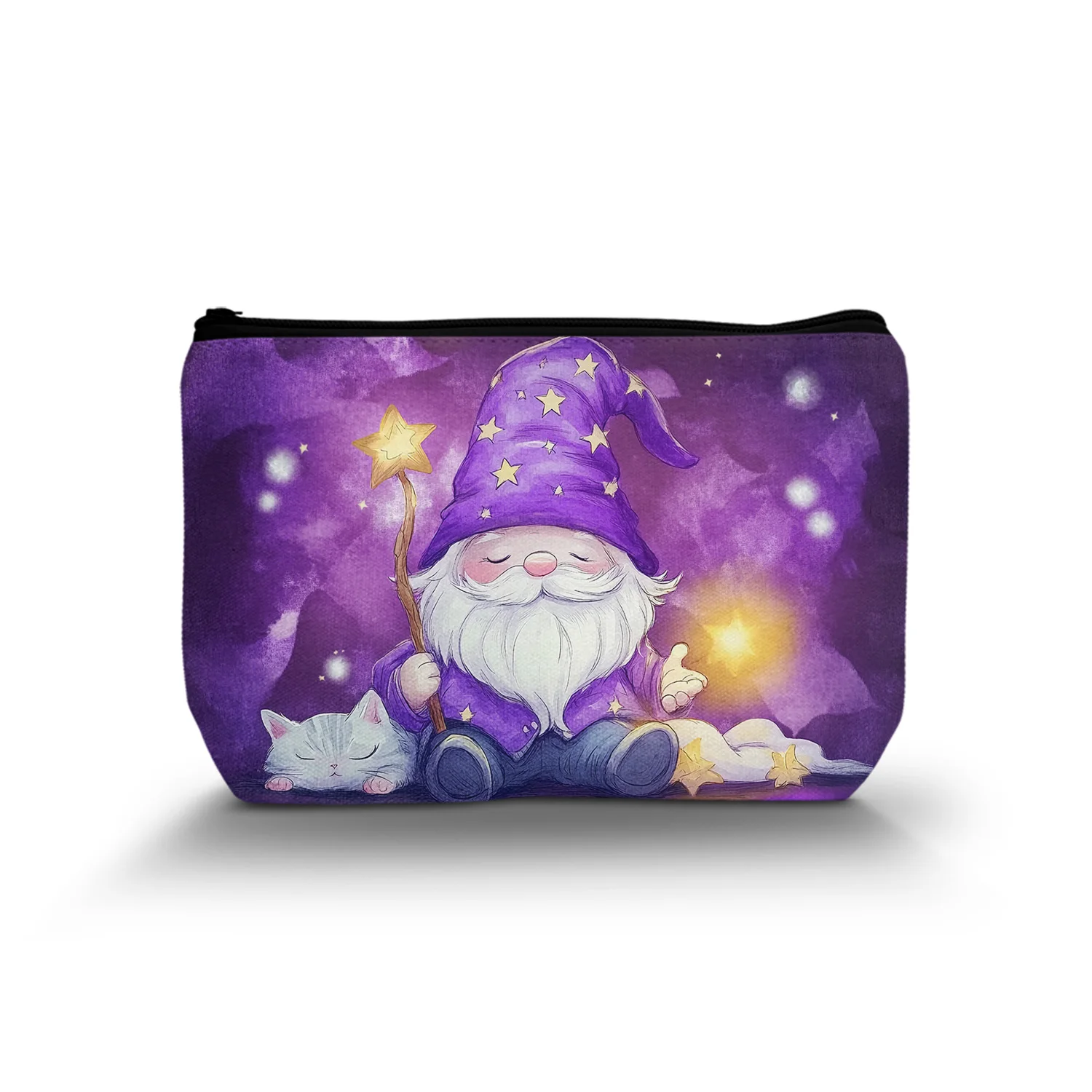 1Pc Cute Dwarf Cosmetic Bag Cartoon Purple Dwarf Women'S Cosmetic Bag With Zipper Portable Travel Cosmetic Bag Best Gift