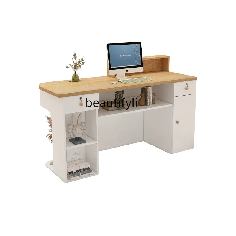 

Cashier Counter with Light Small Arc Light Luxury Clothing Store Beauty Salon Front Desk Women's Bar Barber Reception Desk