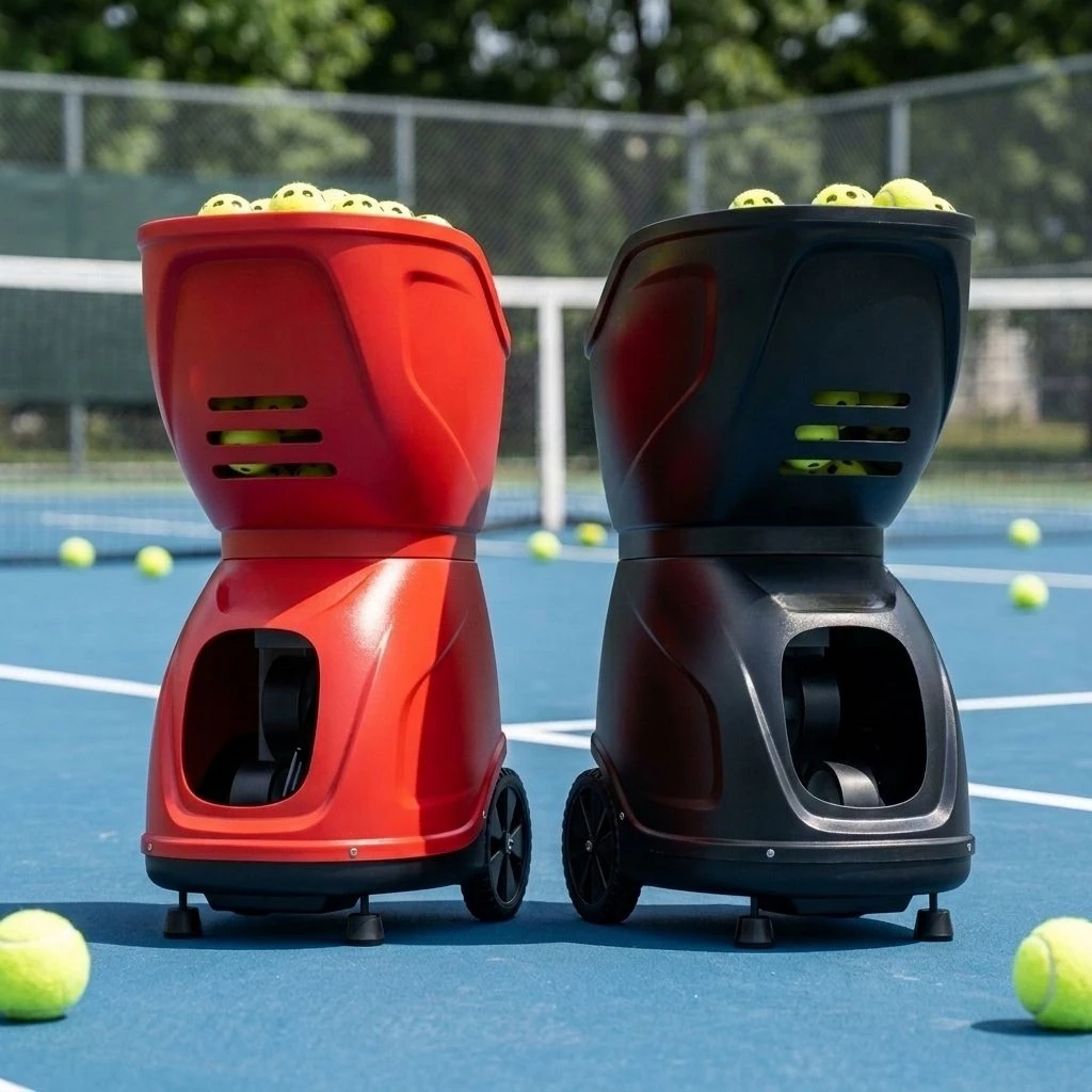 JMZ Tennis Ball Launcher Machine Automatic Pitching Trainer for Adults Kids Portable Adjustable ABS High Speed 120 Ball