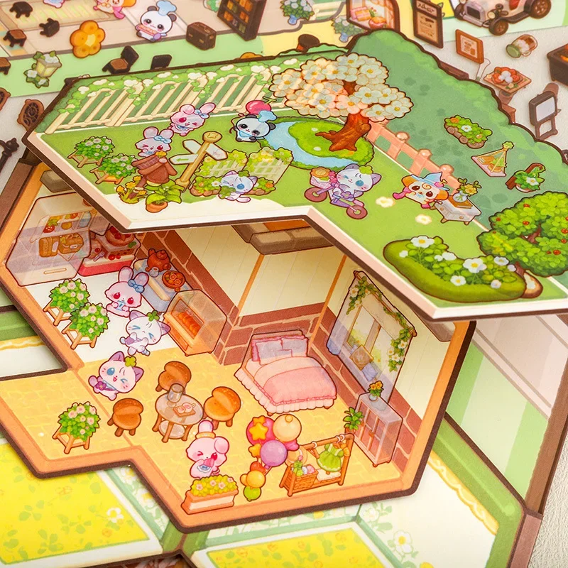 Juguetes clásicos 3D, pegatinas en miniatura grandes, paisaje de dibujos animados DIY para adultos y niños, regalo de cumpleaños de recompensa para aliviar el estrés