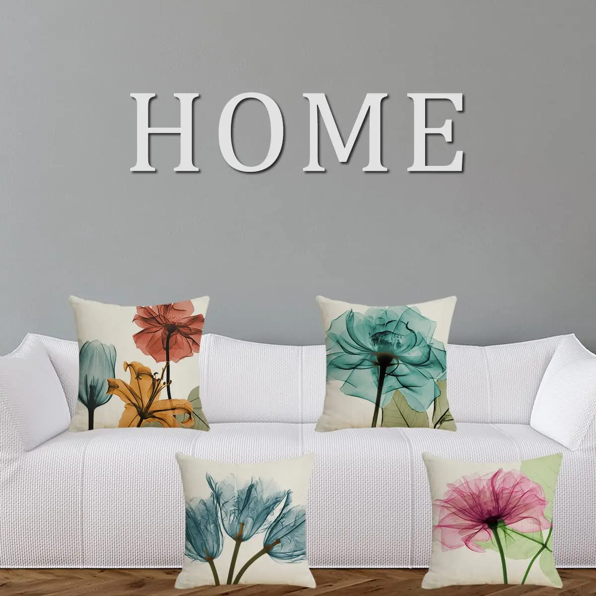 Modern watercolor flower printed linen pillowcase sofa cushion cover home decoration can be customized for you 40x40 50x50 60x60