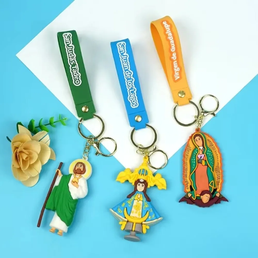 New Cute Doll Jesus Keyring Matryoshka Doll Jesus Anime Keychain Silicone Virgin Mary Doll Keyring Holiday Gifts