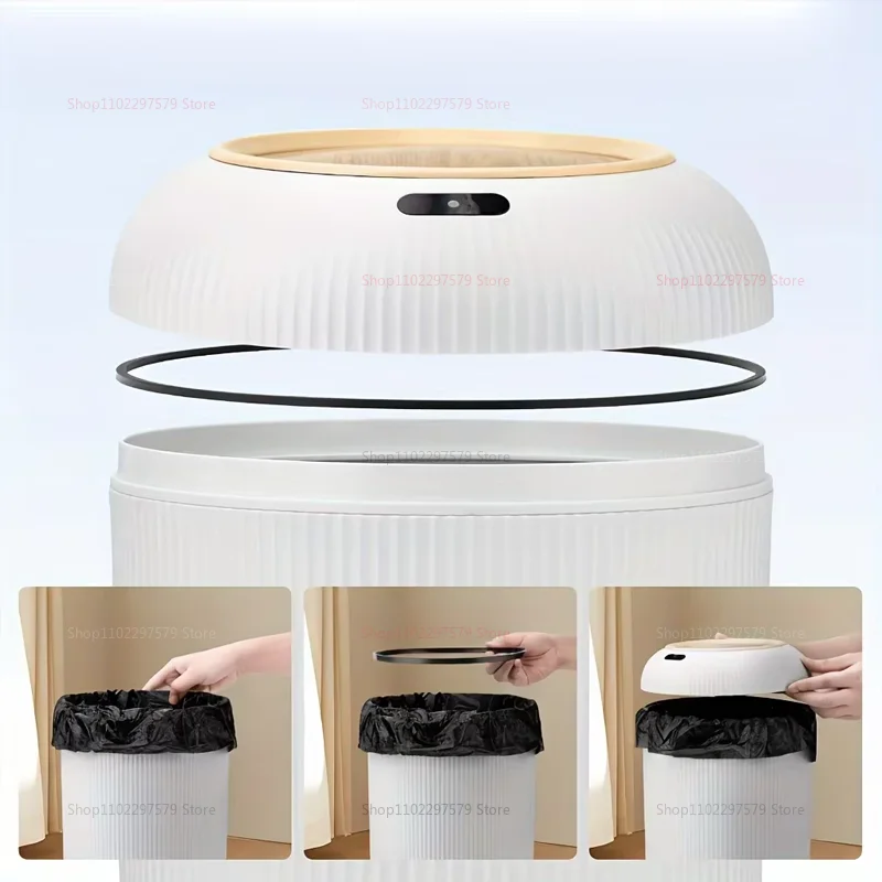 Lixeira automática com tampa, lixeira elétrica inteligente, à prova d'água, reciclagem, para cozinha, banheiro, escritório, plástico durável