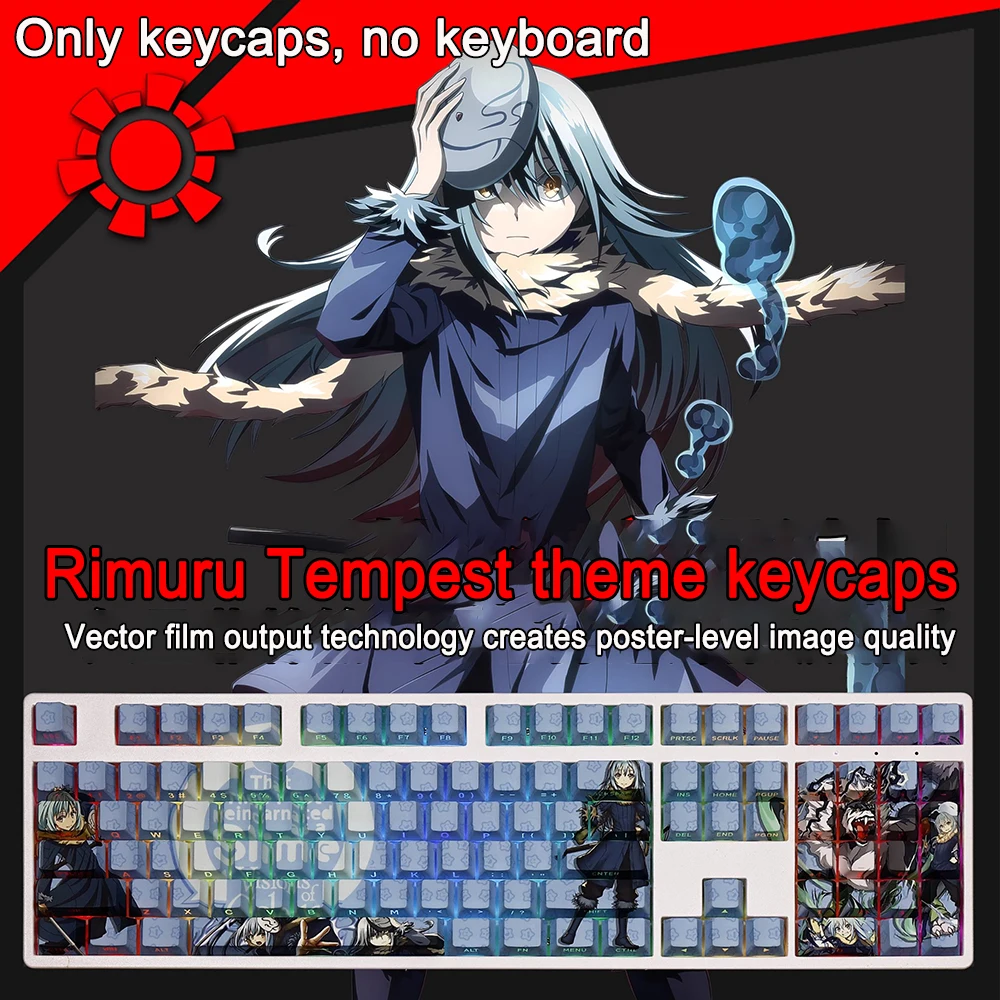 108 Tombol/set Keycaps That Time I Got Reincarnated as a Slime PBT Dye Subbed Koleda Keycaps Cherry Anime Kartun Gaming Key Caps