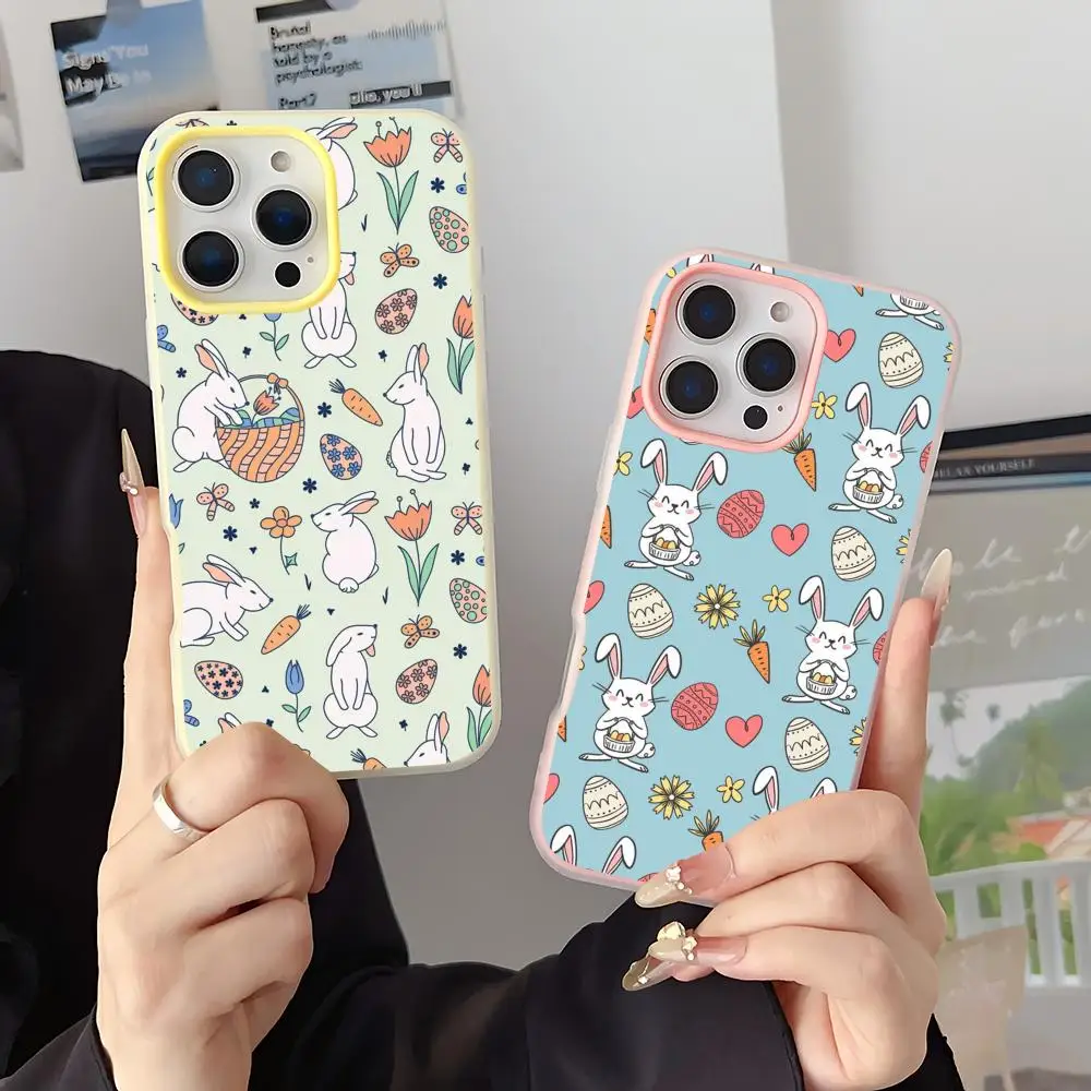 Easter Egg Bunny Phone Case 2-in-1 Detachable for iPhone 17-12 Clear Case Multi-Color Card Holder Soft TPU