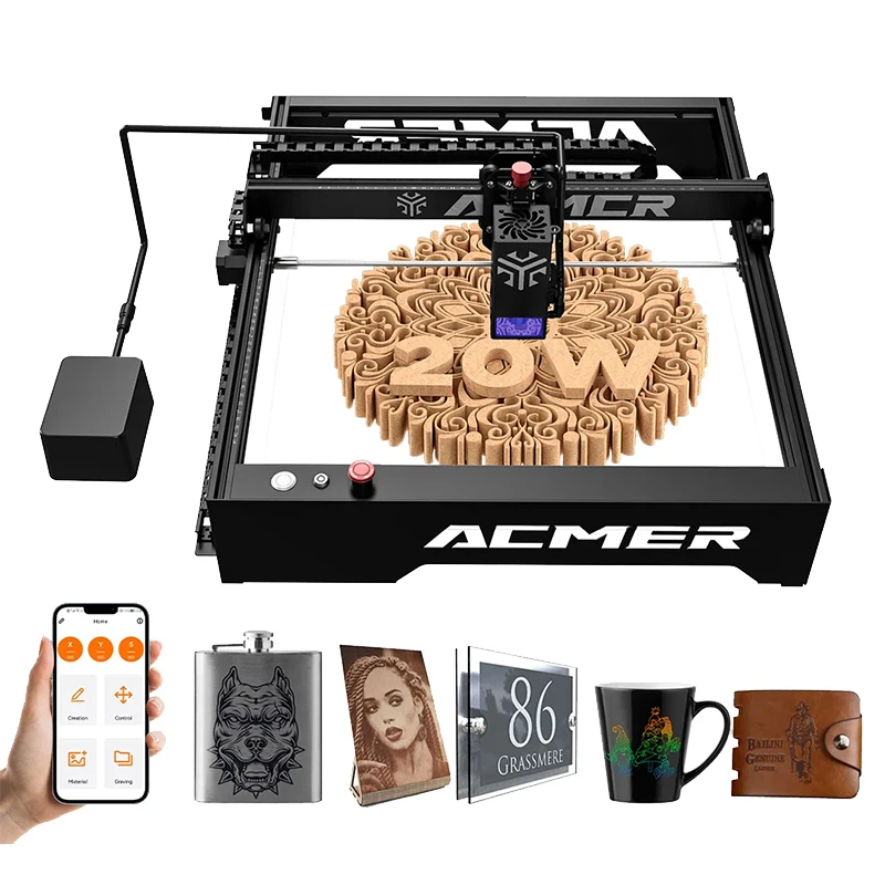 

ACMER P1 20W Laser Cutter WoodWorking CNC Laser Engraving Machine Built in Air Assist Pump For Wood Metal Paper Acrylic Fabric