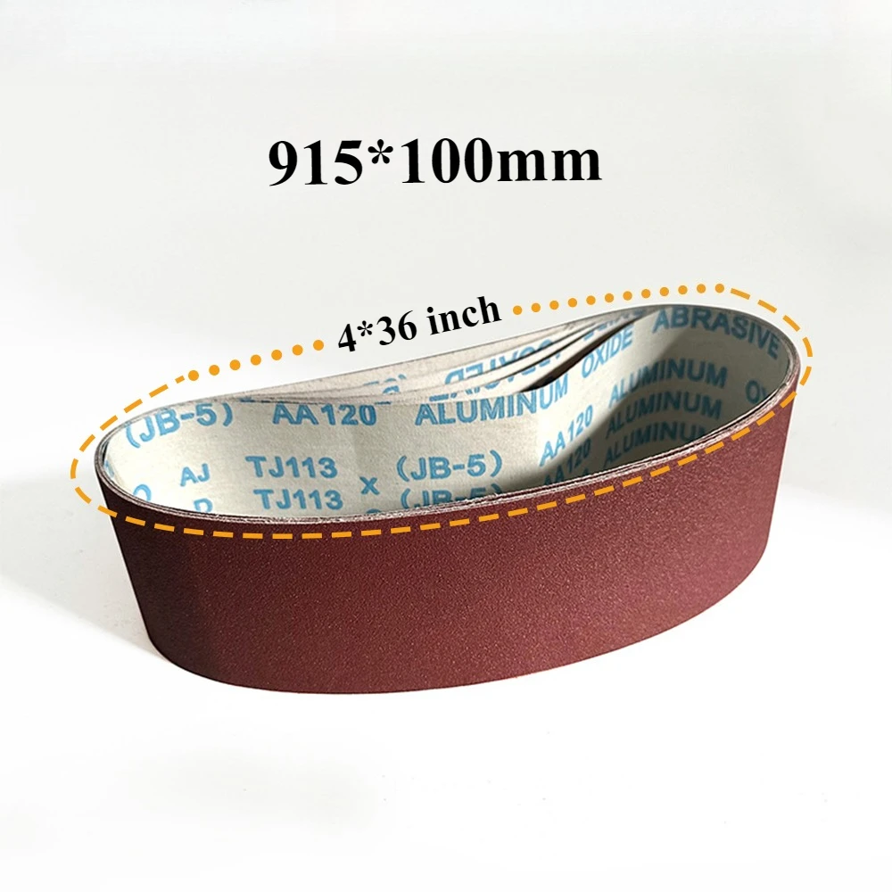 7PCS: 915*100mm 4*36 polegadas: correia de areia de alumina macia; cobre; alumínio; peças de hardware e polimento e moagem de metal macio.