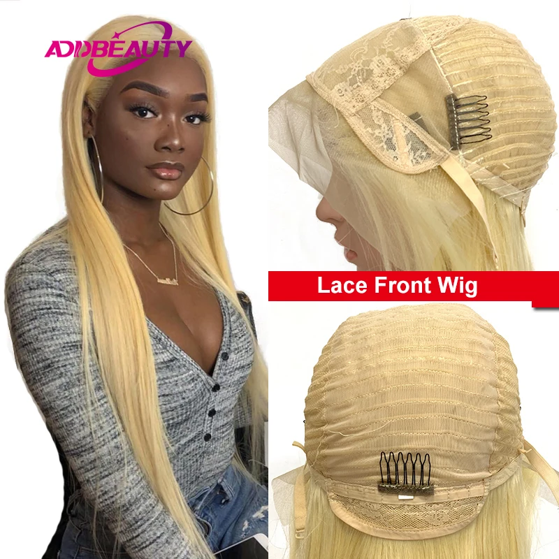 Addbeauty Straight Blonde Lace Front Wig Human Hair 4x4 HD Lace Closure Wig 13x4 13x6 Lace Frontal Wigs Natural Long Hair Wigs