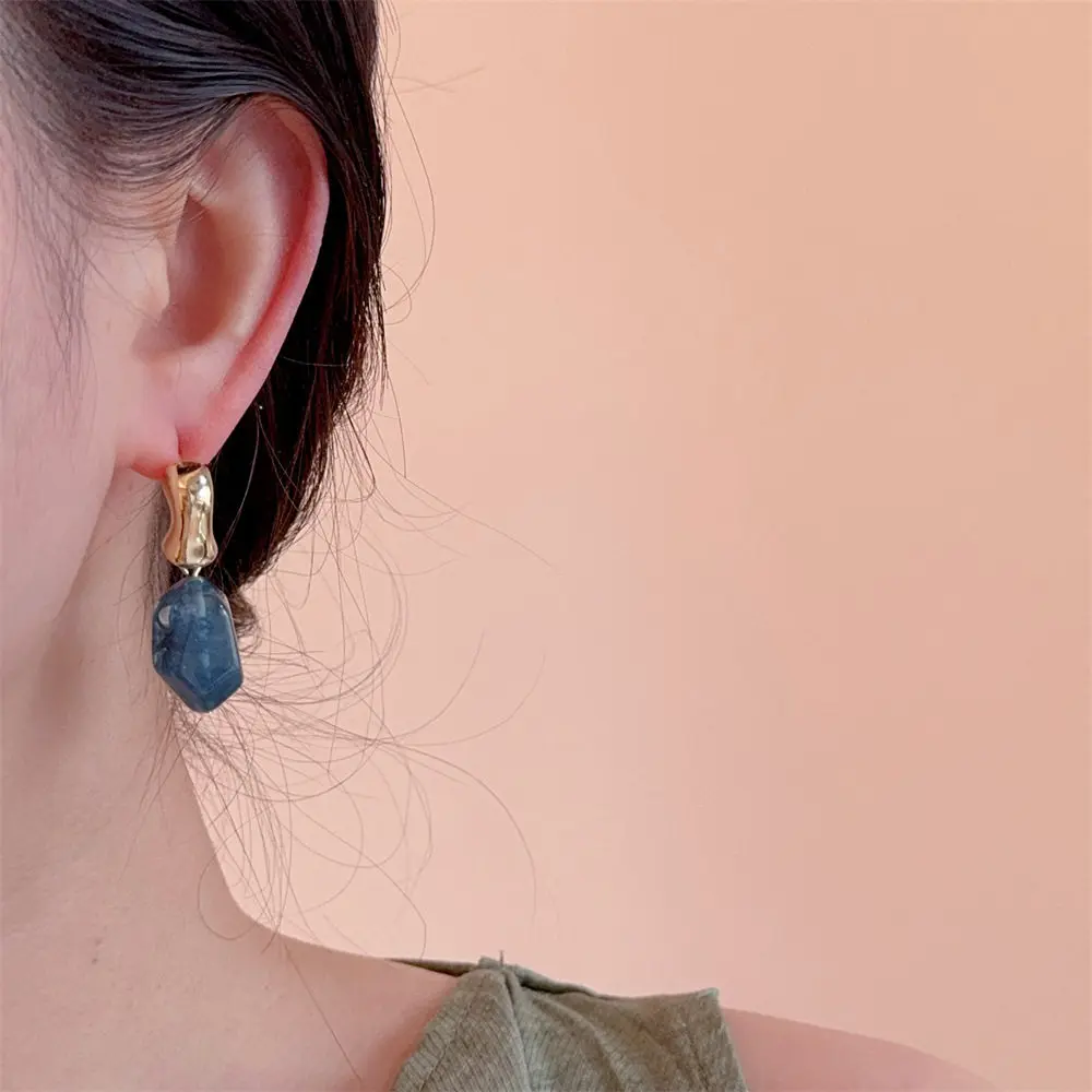 Stud Earrings Amber Irregular Geometric Resin Lightweight Vintage Maillard Style Retro Chic Daily Jewelry Women