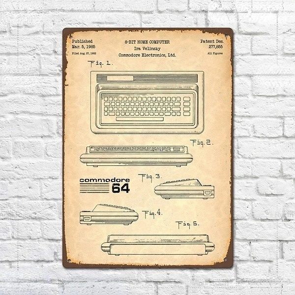 

Retro wall decoration home decoration Vintage Retro Commodore 64 Patent Metal Tin Sign Metal Sign Wall Decor Fashion 1