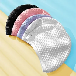 Silicone Swimming Caps Large Size Long Hair Ear Protection Swim Caps for Women Elastic Pure Color Swimming Cap Pool Accessories
