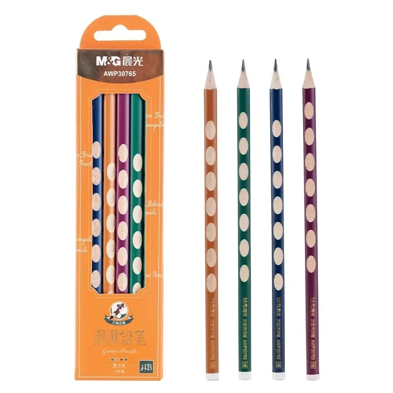 M&G Hole Pencils, Students\' Special Large Triangle Pole Posture Pencils 12 Pcs/box