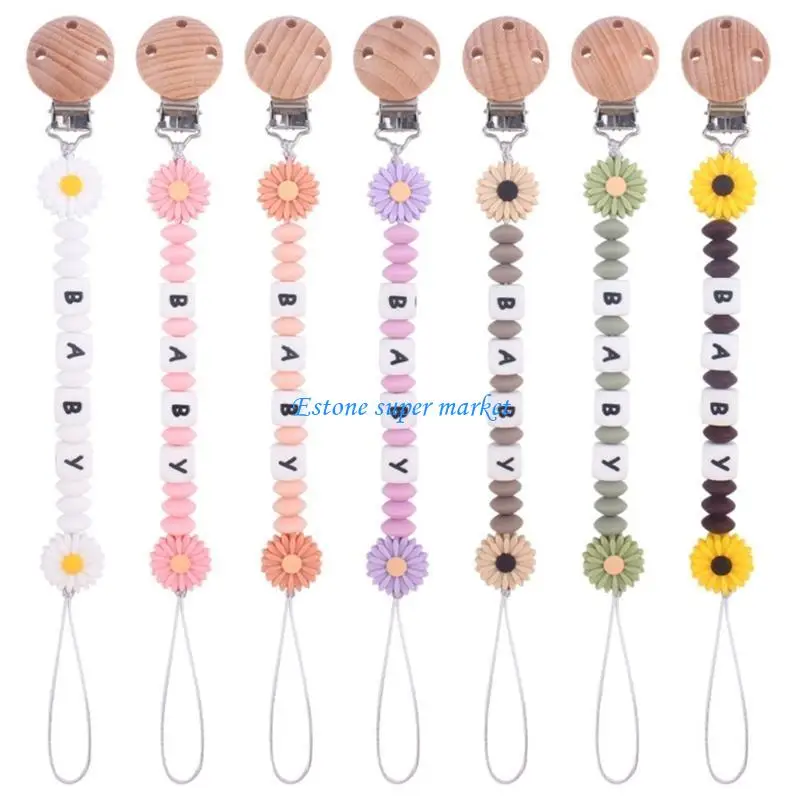 

090B Pacifier Clips Pacifier Holder Silicone Clip Infant Teether Pacifier Strap