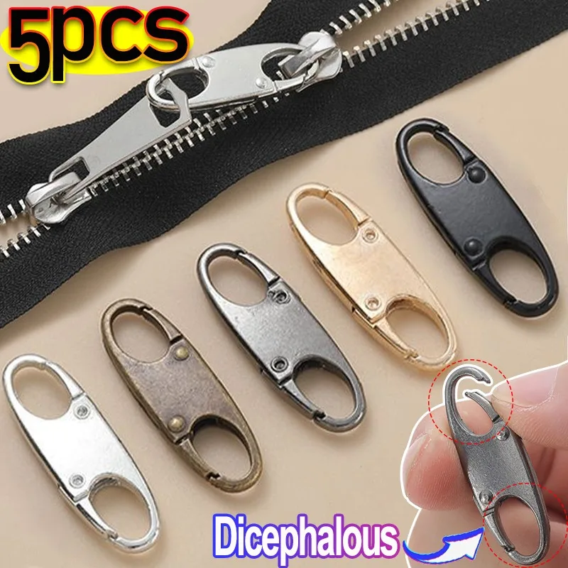 5/1Pcs Detachable Puller Metal Zipper Head Double-end Repair Kits Universal Replace Luggage Purse Bags Clothes Pull tab Slider