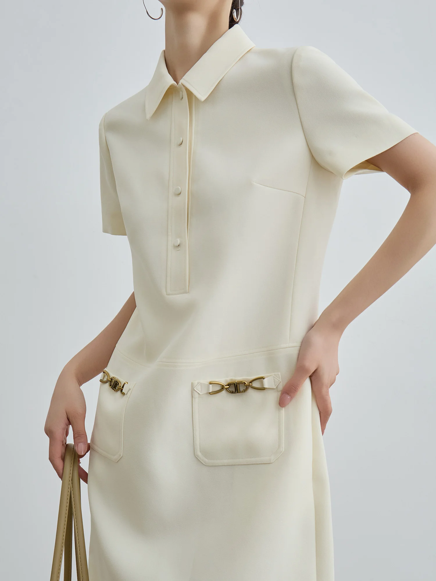 T-shirt col Ele Dr femme droite ample Miu Sle été Faion taille haute jupe trapèze décontracté pièce de base